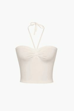 Y2K Halter Neck Ruched Cami Top - Coquette Aesthetic Grunge Style - Cute Pastel Goth Fashion