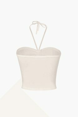 Y2K Halter Neck Ruched Cami Top - Coquette Aesthetic Grunge Style - Cute Pastel Goth Fashion