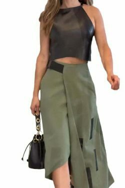 Y2K Halterneck Top and Skirt Set - Coquette Aesthetic Outfit for Women