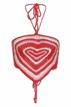 Y2K Heart Knit Crop Top - Coquette Aesthetic Grunge Style Cute Tops Pastel Goth Fashion