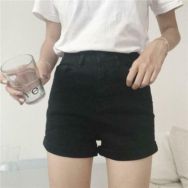 Y2K High Waist Denim Blue Jean Shorts - Vintage Aesthetic Fashion for Women