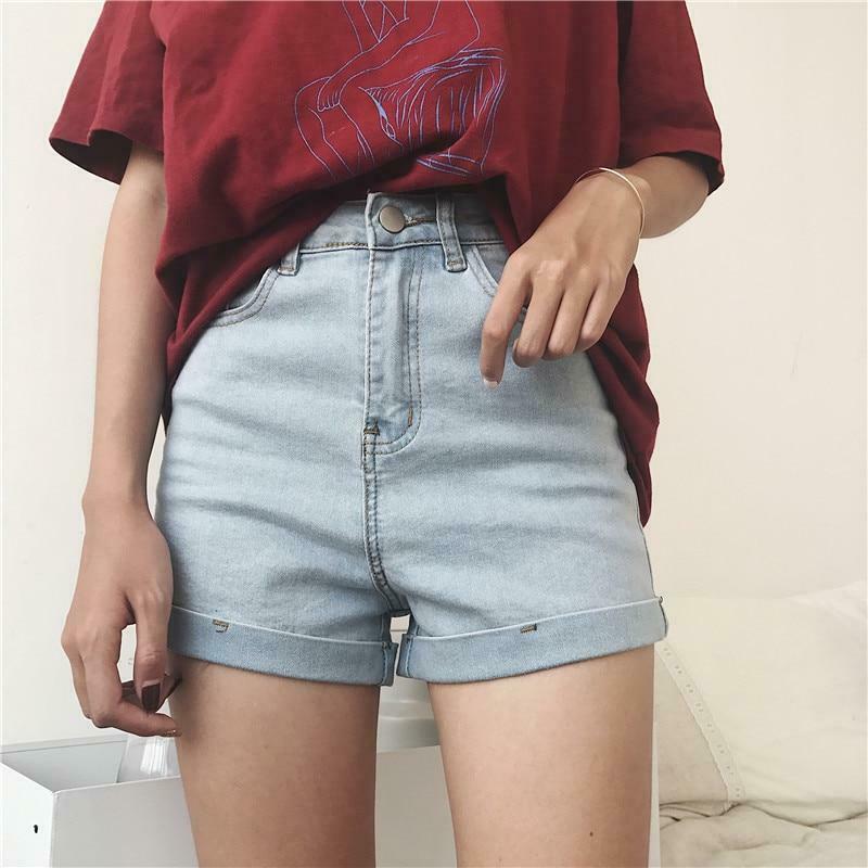 Y2K High Waist Denim Blue Jean Shorts - Vintage Aesthetic Fashion for Women