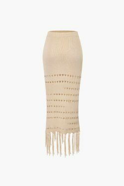 Y2K Knit Tube Top & Tassel Hem Skirt Set for Coquette Aesthetic: Grunge Style Outfit with a Twist