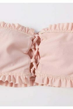 Y2K Lace-Up Bardot Bikini Set in Coquette Aesthetic