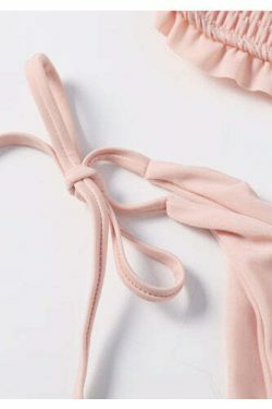 Y2K Lace-Up Bardot Bikini Set in Coquette Aesthetic