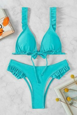 Y2K Lace-Up Beach Bikini: Coquette Aesthetic, Grunge Style, Cute Tops, Pastel Goth, Cargo Skirt
