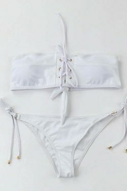 Y2K Lace-Up Bikini Set: Coquette Aesthetic, Grunge Style, Pastel Goth, Cargo Skirt, Old Money, Pre