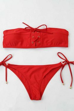 Y2K Lace-Up Bikini Set: Coquette Aesthetic, Grunge Style, Pastel Goth, Cargo Skirt, Old Money, Pre