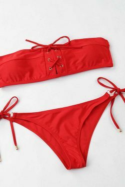 Y2K Lace-Up Bikini Set: Coquette Aesthetic, Grunge Style, Pastel Goth, Cargo Skirt, Old Money, Pre