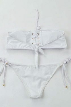 Y2K Lace-Up Bikini Set: Coquette Aesthetic, Grunge Style, Pastel Goth, Cargo Skirt, Old Money, Pre