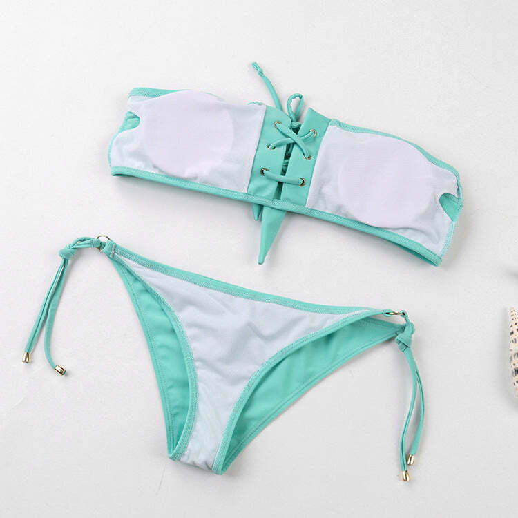 Y2K Lace-Up Bikini Set: Coquette Aesthetic, Grunge Style, Pastel Goth, Cargo Skirt, Old Money, Pre Y2K Lace-Up Bikini Set: Coquette Aesthetic, Grunge Style, Pastel Goth, Cargo Skirt, Old Money, Pre