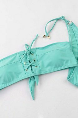 Y2K Lace-Up Bikini Set: Coquette Aesthetic, Grunge Style, Pastel Goth, Cargo Skirt, Old Money, Pre