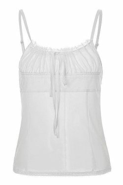 Y2K Lace-Up Chiffon Cami Top: Coquette & Grunge Aesthetic, Cute Tops, Pastel Goth - Women's Fashion