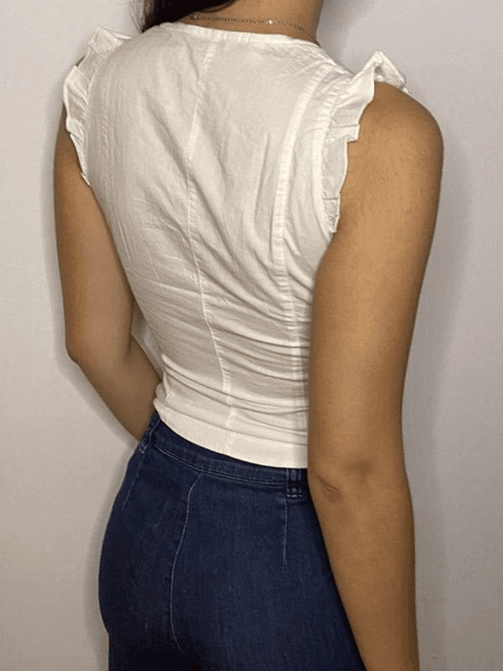 Y2K Lace-Up Corset Top: Coquette Aesthetic Flutter Sleeve Fashion Statement Y2K Lace-Up Corset Top: Coquette Aesthetic Flutter Sleeve Fashion Statement