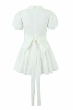 Y2K Lace-Up Doll Collar Short Dress - Coquette Aesthetic Grunge Style - Cute Tops & Cargo Skirt