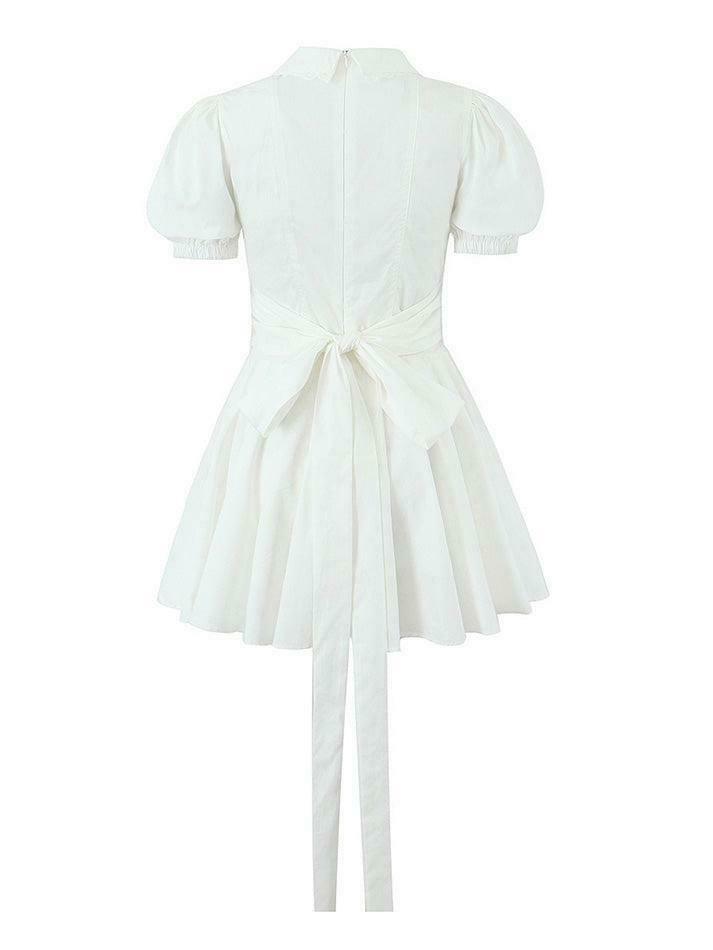 Y2K Lace-Up Doll Collar Short Dress - Coquette Aesthetic Grunge Style - Cute Tops & Cargo Skirt Y2K Lace-Up Doll Collar Short Dress - Coquette Aesthetic Grunge Style - Cute Tops & Cargo Skirt