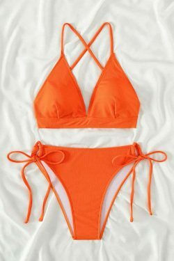 Y2K Lace-Up Halter Swimsuit for Women - Coquette Aesthetic Beachwear