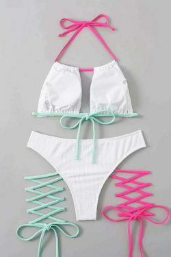 Y2K Lace-Up Split Bikini - Coquette Aesthetic Grunge Style - Sexy Women's Fashion