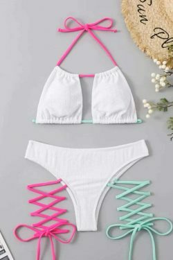 Y2K Lace-Up Split Bikini - Coquette Aesthetic Grunge Style - Sexy Women's Fashion