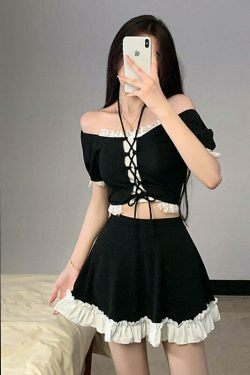 Y2K Lace-Up Two-Piece Swimsuit: Sexy Backless Design, Perfect for Niche Women's Fashion