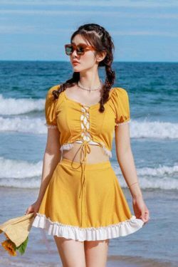 Y2K Lace-Up Two-Piece Swimsuit: Sexy Backless Design, Perfect for Niche Women's Fashion