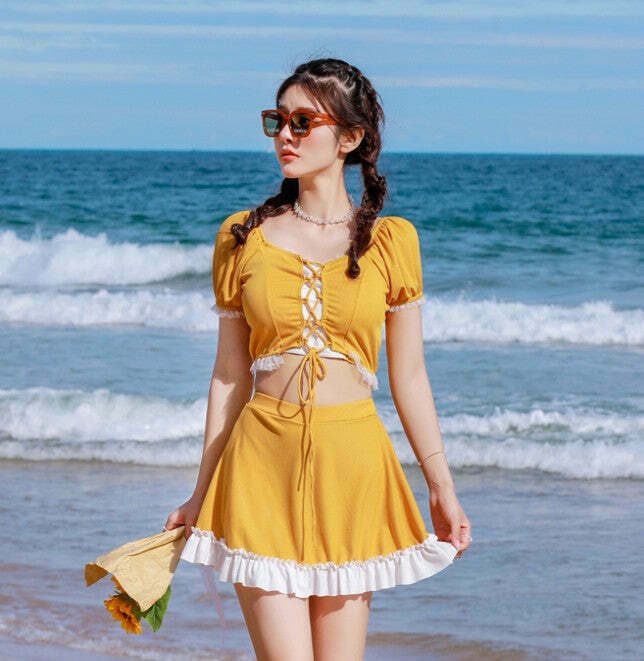 Y2K Lace-Up Two-Piece Swimsuit: Sexy Backless Design, Perfect for Niche Women's Fashion Y2K Lace-Up Two-Piece Swimsuit: Sexy Backless Design, Perfect for Niche Women's Fashion