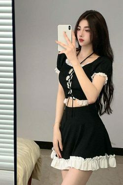 Y2K Lace-Up Two-Piece Swimsuit: Sexy Backless Design, Perfect for Niche Women's Fashion