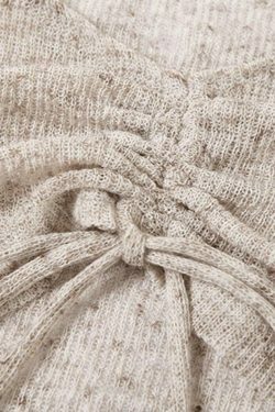 Y2K Lace-Up V-Neck Knit Sweater for Coquette Aesthetic: Grunge Style with a Touch of Pastel Goth