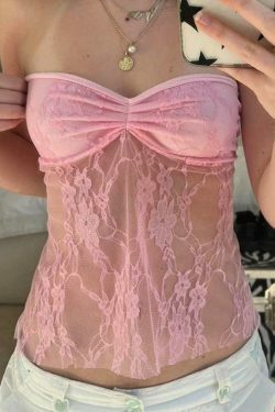 Y2K Lace Backless Bandeau Top: Coquette Aesthetic, Grunge Style, Cute Tops, Pastel Goth, Cargo Skirt