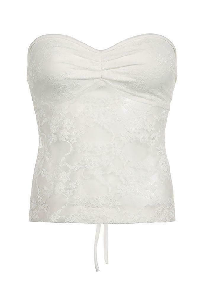 Y2K Lace Backless Bandeau Top: Coquette Aesthetic, Grunge Style, Cute Tops, Pastel Goth, Cargo Skirt Y2K Lace Backless Bandeau Top: Coquette Aesthetic, Grunge Style, Cute Tops, Pastel Goth, Cargo Skirt