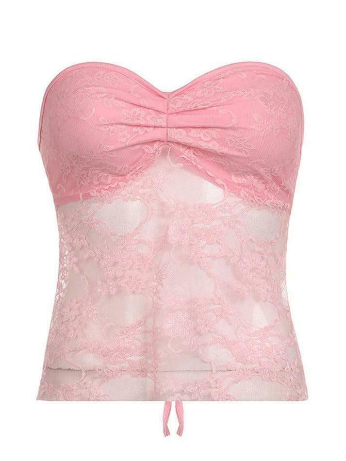 Y2K Lace Backless Bandeau Top: Coquette Aesthetic, Grunge Style, Cute Tops, Pastel Goth, Cargo Skirt Y2K Lace Backless Bandeau Top: Coquette Aesthetic, Grunge Style, Cute Tops, Pastel Goth, Cargo Skirt