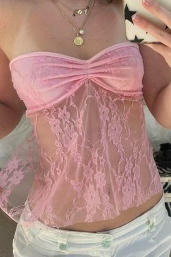 Y2K Lace Backless Bandeau Top: Coquette Aesthetic, Grunge Style, Cute Tops, Pastel Goth, Cargo Skirt