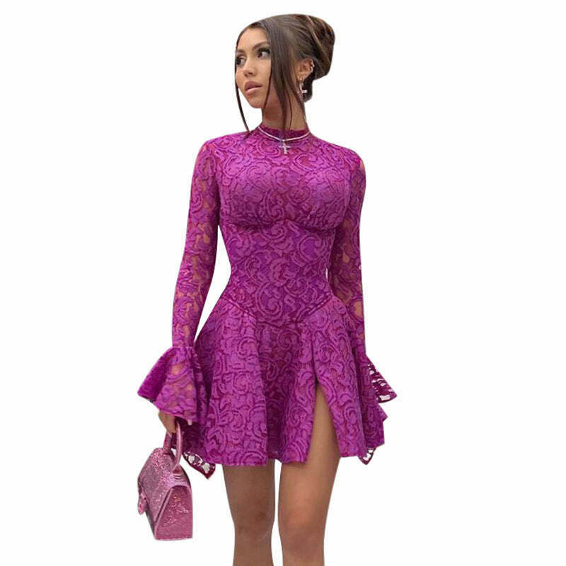 Y2K Lace Backless Dress: Coquette Aesthetic Slim Fit Party Outfit Y2K Lace Backless Dress: Coquette Aesthetic Slim Fit Party Outfit