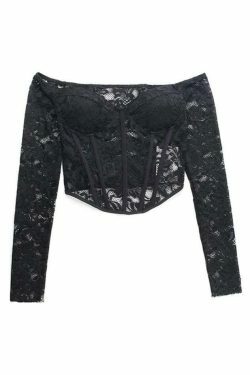 Y2K Lace Corset Off-Shoulder Long Sleeve Top - Coquette Aesthetic Fashion Statement