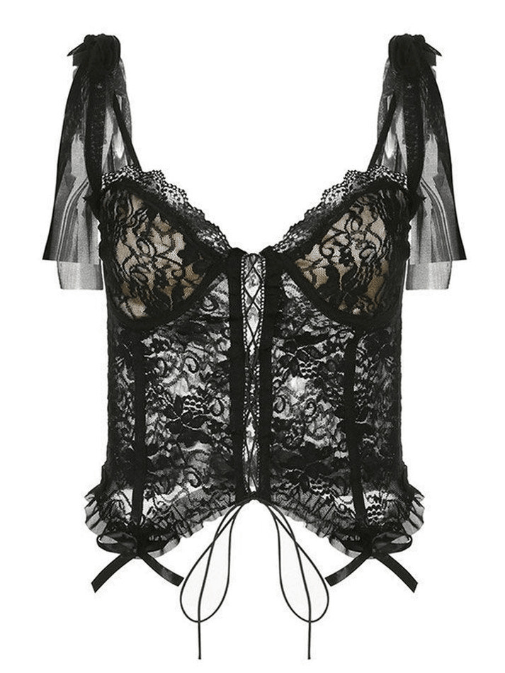 Y2K Lace Corset Top: Coquette Aesthetic with Grunge Style, Pastel Goth Vibes, and Vintage Flair Y2K Lace Corset Top: Coquette Aesthetic with Grunge Style, Pastel Goth Vibes, and Vintage Flair