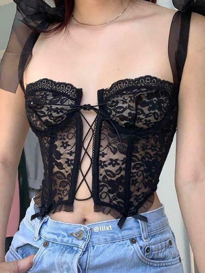 Y2K Lace Corset Top: Coquette Aesthetic with Grunge Style, Pastel Goth Vibes, and Vintage Flair Y2K Lace Corset Top: Coquette Aesthetic with Grunge Style, Pastel Goth Vibes, and Vintage Flair