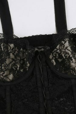 Y2K Lace Corset Top: Coquette Aesthetic with Grunge Style, Pastel Goth Vibes, and Vintage Flair