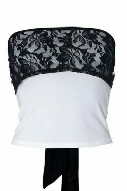 Y2K Lace Detail Bandeau Top: Coquette Grunge Style, Cute Tops, Pastel Goth, Cargo Skirt