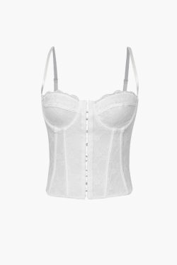 Y2K Lace Fishbone Cami Top: Coquette Aesthetic Grunge Style, Cute Pastel Goth Fashion