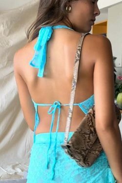 Y2K Lace Kissed Backless Beauty: Coquette Aesthetic Grunge Style Pastel Goth Cargo Skirt