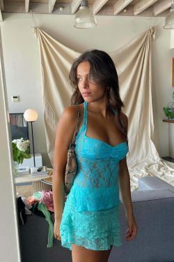 Y2K Lace Kissed Backless Beauty: Coquette Aesthetic Grunge Style Pastel Goth Cargo Skirt