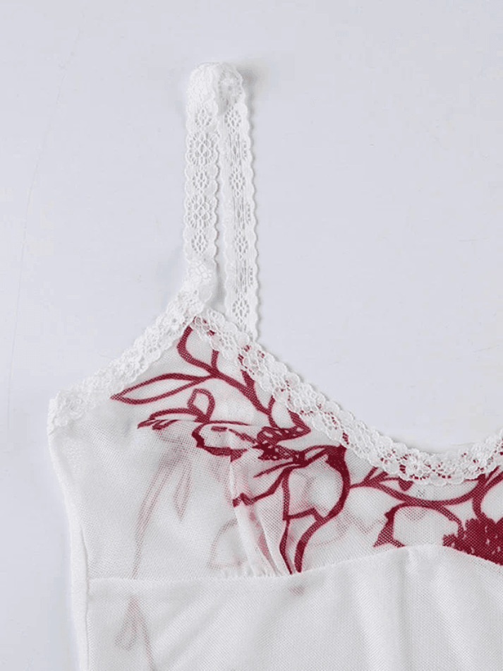 Y2K Lace Mesh Cami Top: Coquette Aesthetic, Grunge Style, Cute Pastel Goth Fashion Y2K Lace Mesh Cami Top: Coquette Aesthetic, Grunge Style, Cute Pastel Goth Fashion