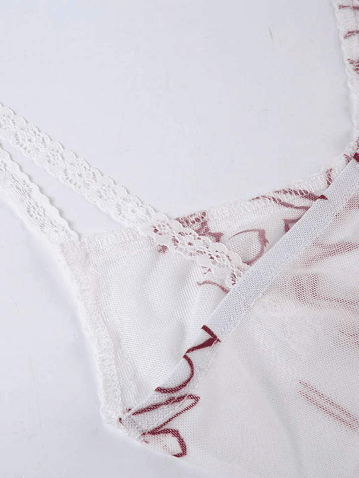 Y2K Lace Mesh Cami Top: Coquette Aesthetic, Grunge Style, Cute Pastel Goth Fashion Y2K Lace Mesh Cami Top: Coquette Aesthetic, Grunge Style, Cute Pastel Goth Fashion