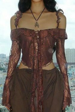 Y2K Lace Off Shoulder Cardigan: Coquette Aesthetic Long Sleeve Blouse for Women's Fashion