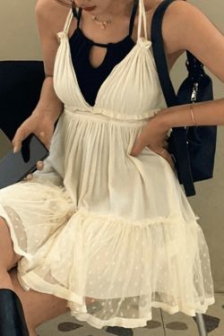 Y2K Lace Patchwork Halter Mini Dress - Coquette Aesthetic Fashion for Women