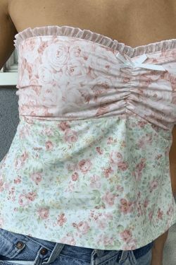 Y2K Lace Plaid Bandeau: Coquette Aesthetic Cute Tops for Women - Grunge Style Fashion