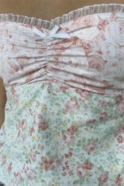 Y2K Lace Plaid Bandeau: Coquette Aesthetic Cute Tops for Women - Grunge Style Fashion