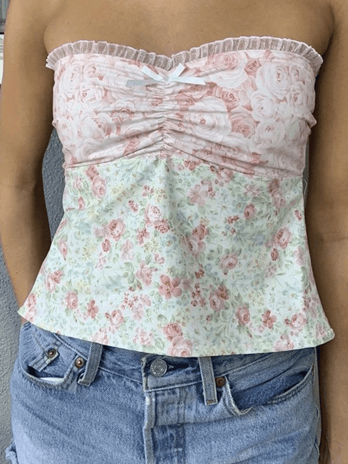 Y2K Lace Plaid Bandeau: Coquette Aesthetic Cute Tops for Women - Grunge Style Fashion Y2K Lace Plaid Bandeau: Coquette Aesthetic Cute Tops for Women - Grunge Style Fashion