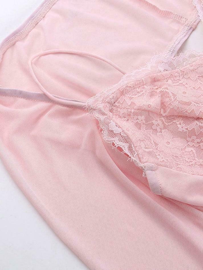 Y2K Lace Splice Cami Mesh Smock Two Piece Long Sleeve Tee - Coquette Aesthetic Grunge Style Y2K Lace Splice Cami Mesh Smock Two Piece Long Sleeve Tee - Coquette Aesthetic Grunge Style