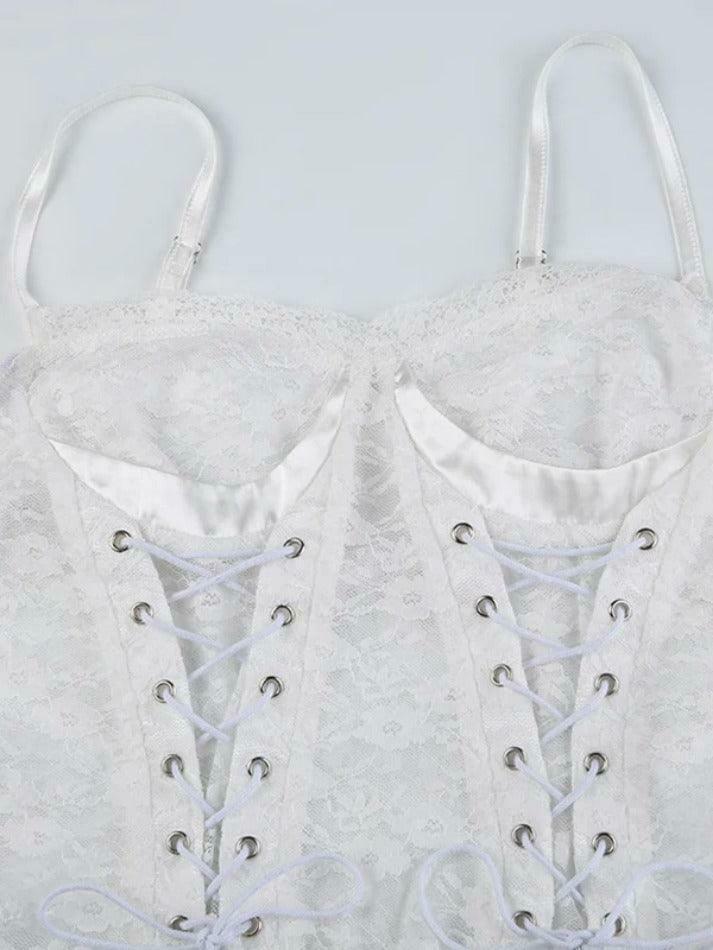 Y2K Lace Splice Crossover Tie Up Cami Top - Coquette Aesthetic Grunge Style Cute Tops Y2K Lace Splice Crossover Tie Up Cami Top - Coquette Aesthetic Grunge Style Cute Tops